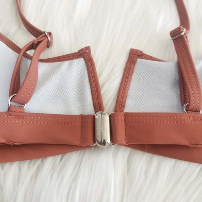 Vintage Style Split Cover Up Green Bikini Set