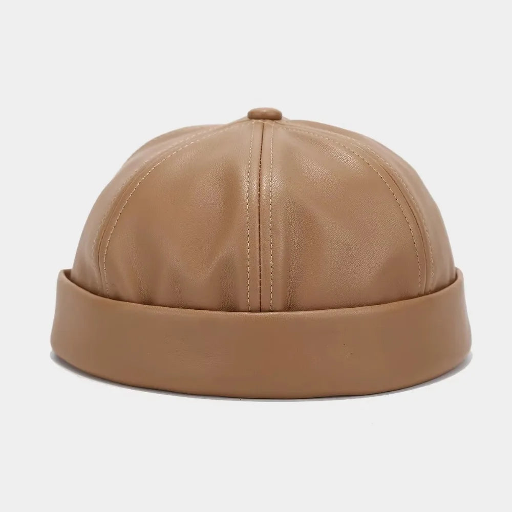 Vintage Heritage: Retro PU Leather Docker-Style Landlord Cap