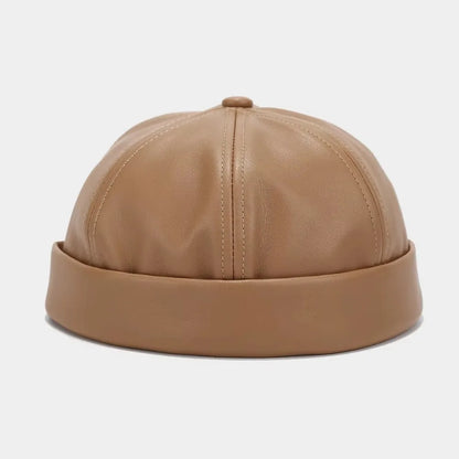 Vintage Heritage: Retro PU Leather Docker-Style Landlord Cap