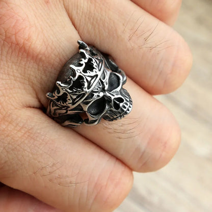 Vintage Gothic Crown Calvarium Skull Punk Rings