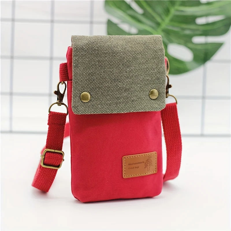 Sage Green Canvas Mini Phone Bag