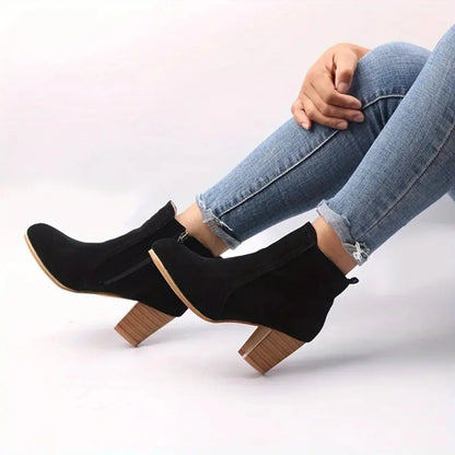Luxury Suede Chelsea Ankle Boots for Women - 2025 Autumn Winter Chunky Heels