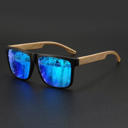 Square UV400 Sunglasses – Wood Grain Unisex Fashion Shades