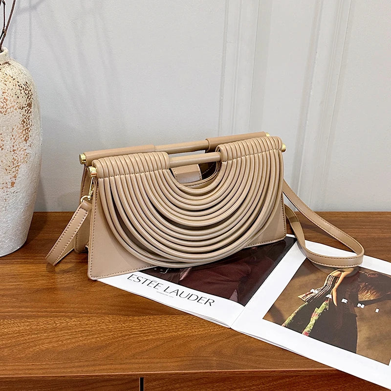 Designer Style Striped Evening Clutch Crossbody Bag