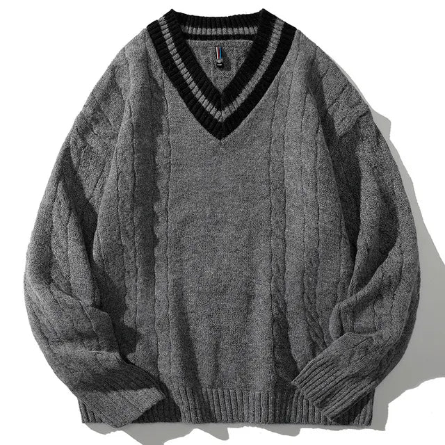 V Neck Mens Winter Knitted Oversized Sweaters