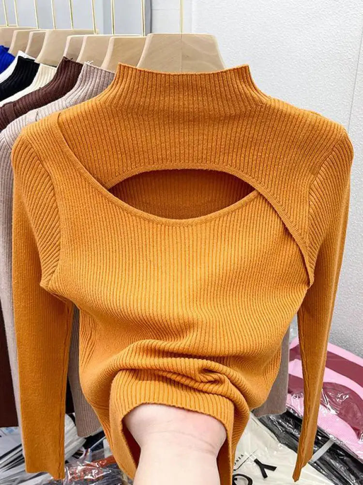 2025 Autumn Winter Knitted Sweater Set Sweet Solid Color Loose Fit Top Sexy Slim Shorts