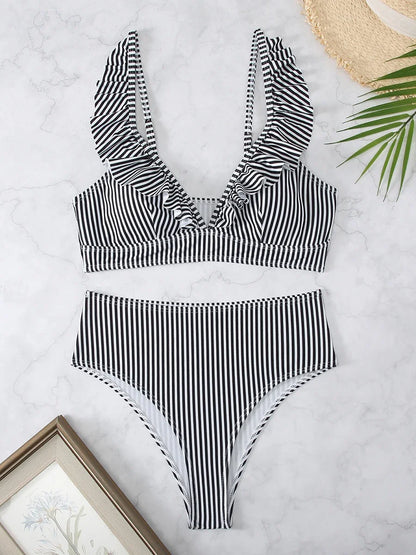 Sexy Ruffle Down One Piece Dress Bikini Monokini