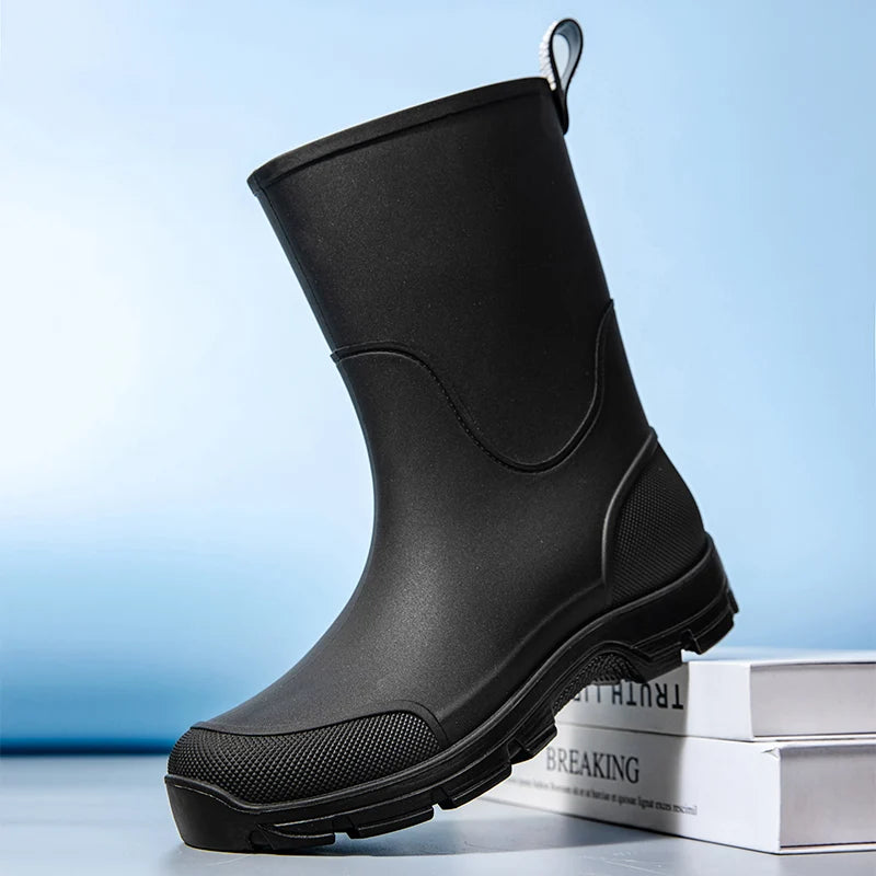Women’s Mid-Calf Rain Boots – Waterproof Thick Sole Slip-Resistant Outdoor Fashion Boots