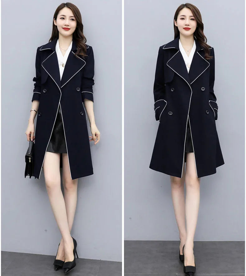 Womens Oversize Long Single Breasted Trench Coat