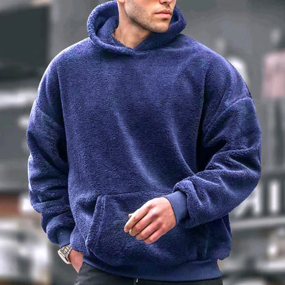 Men's Winter Lamb Wool Hoodie – Oversized Fleece Pullover Sweatshirt Joggers