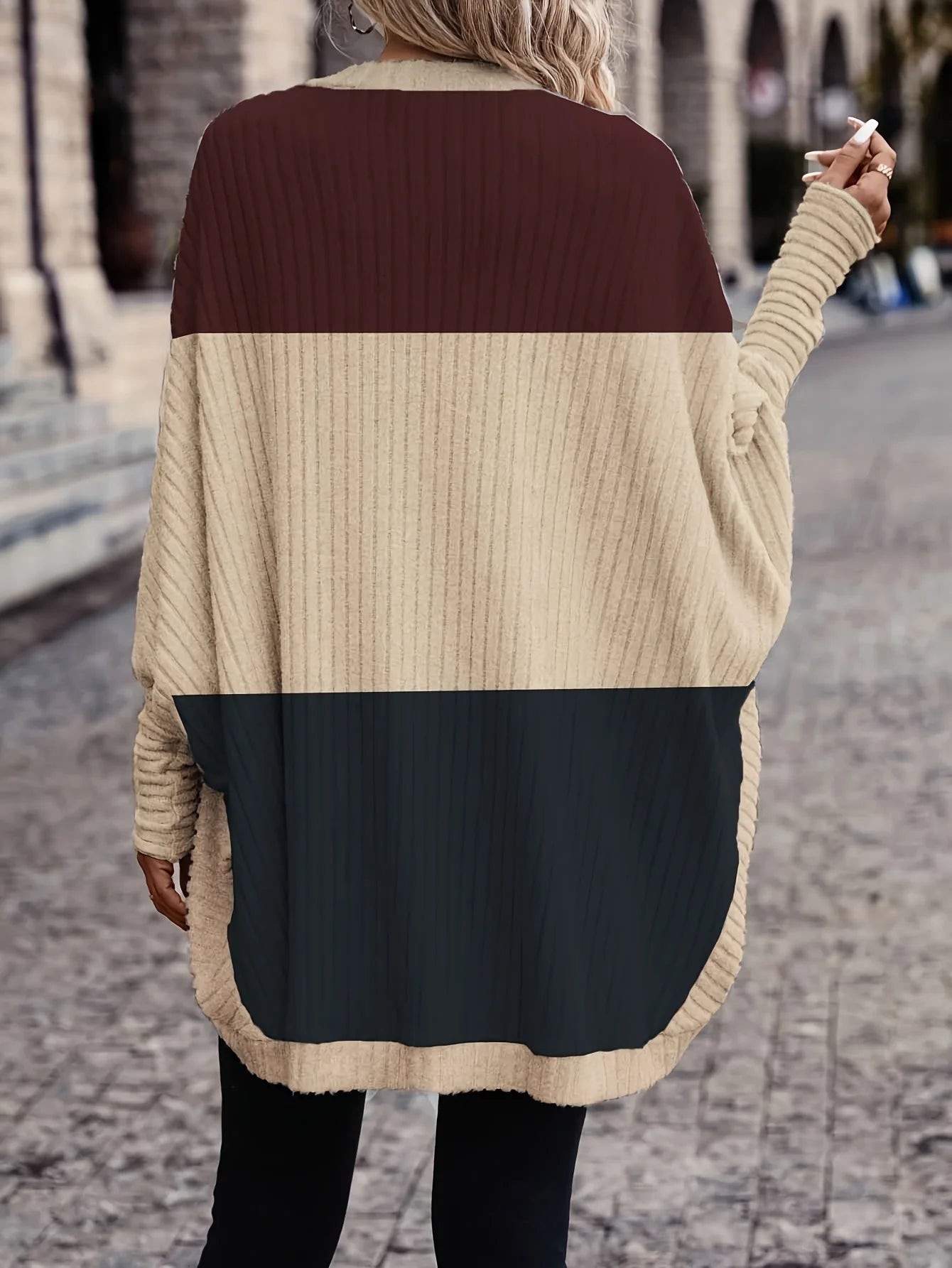Women Bat Sleeve Loose Knitted Cardigan Sweater