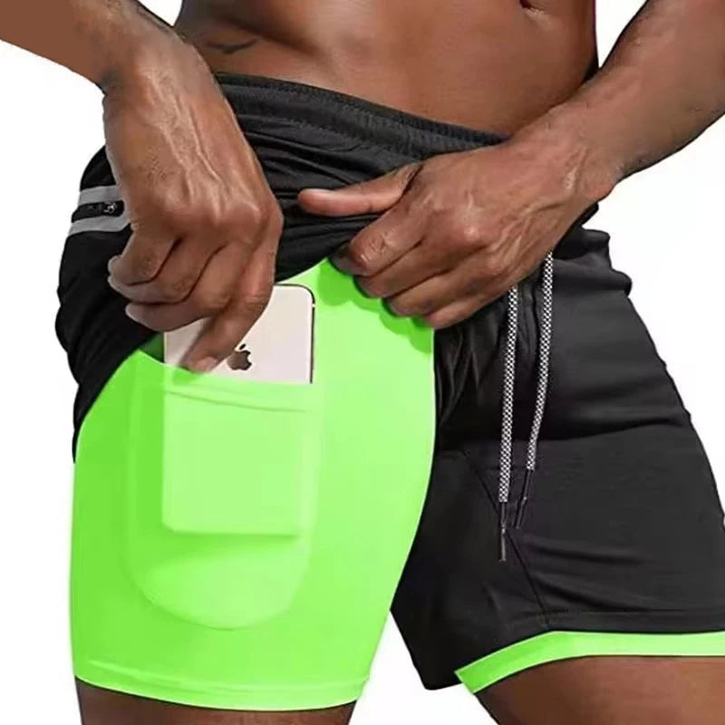 2 In 1 Mens Training Gym Fitness Sport Style Shorts