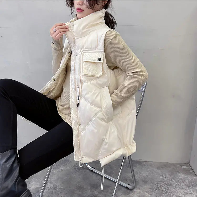 Bright Sleeveless Down Vest for Women: Casual Style