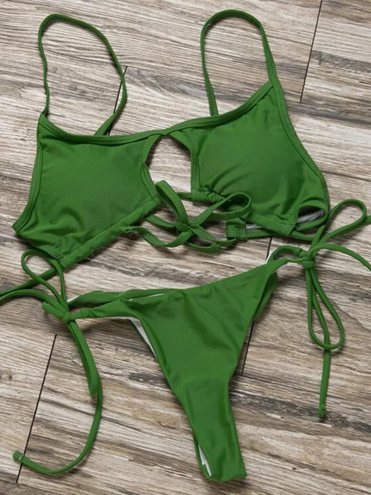 Stylish Hollow Out High Cut Micro Womens Swimsuit