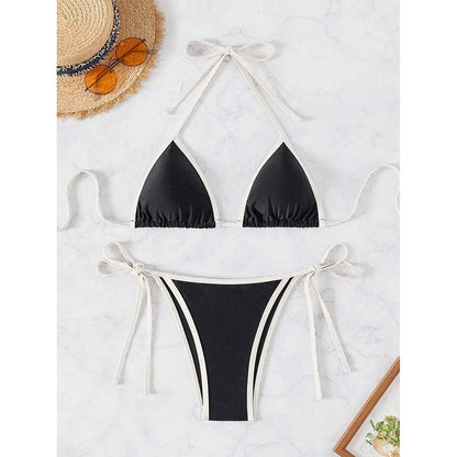 Sexy Patchwork Bikini Set For Women Bandeau Swimsuit 2025 Micro Thongs Beachwear