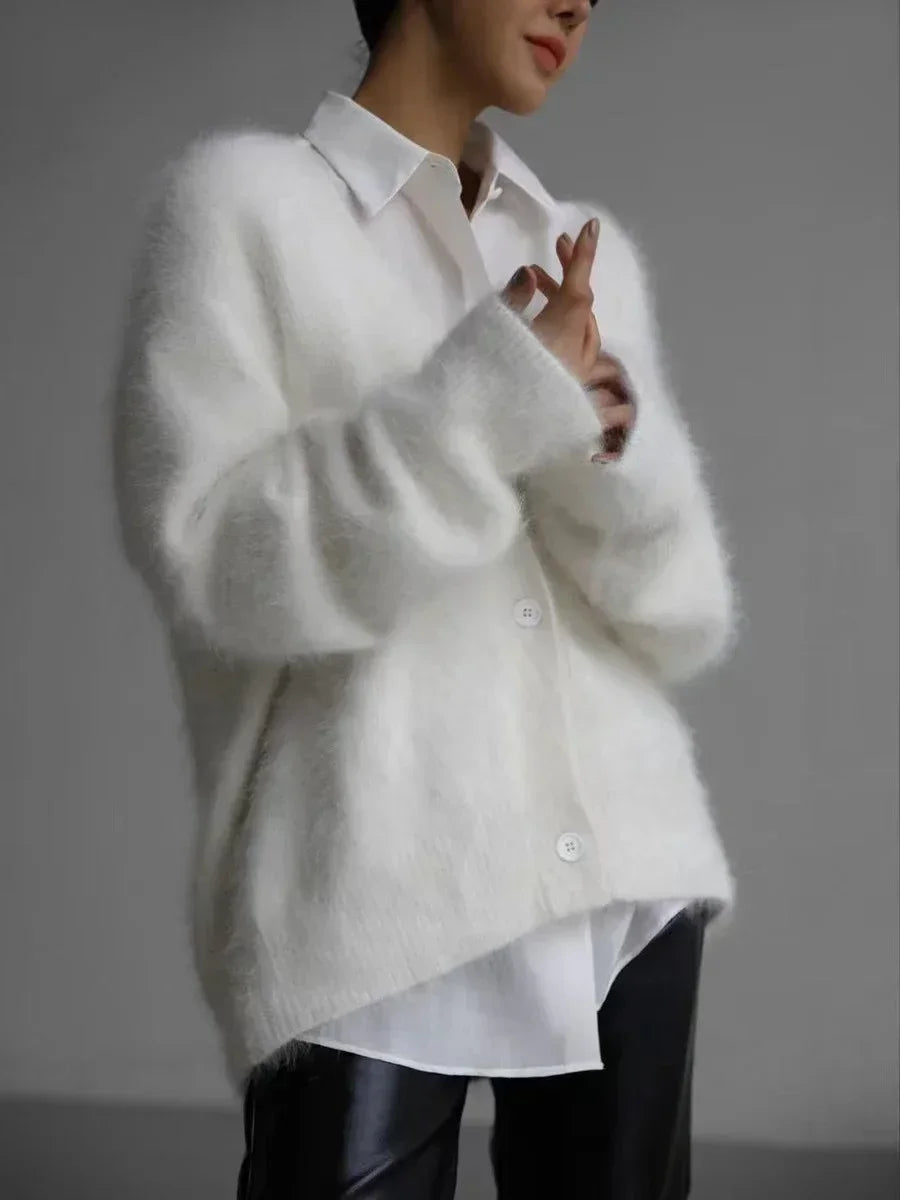 Cozy Mohair Knit Cardigan for Elegant Date Nights