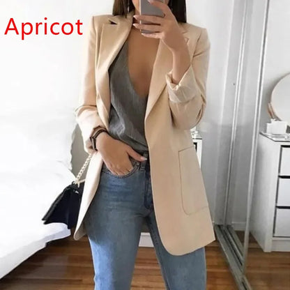 Office Temperament Suit Coat: Lapel Slim Blazer for Women