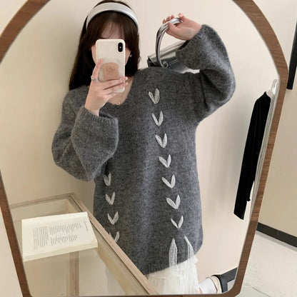 2025 Fall Winter White Knitted Sweater For Women Fashion Sweatshirt Luxury Designer Knit Pink Elegant Tops