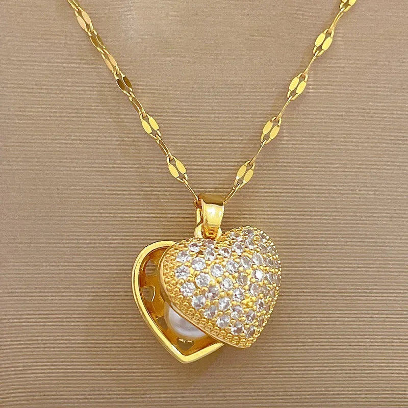 Heart Shaped All Pearl Necklace