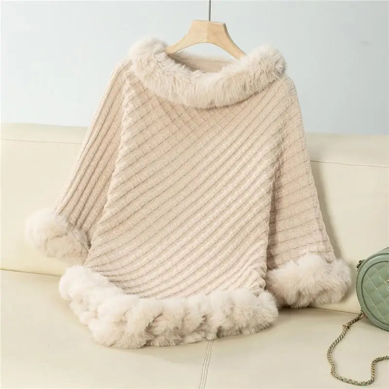 Elevated Comfort: The Luxe Fur-Trimmed Batwing Cardigan
