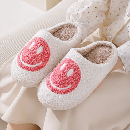 Womens Fluffy Emoji Faces Winter Slippers