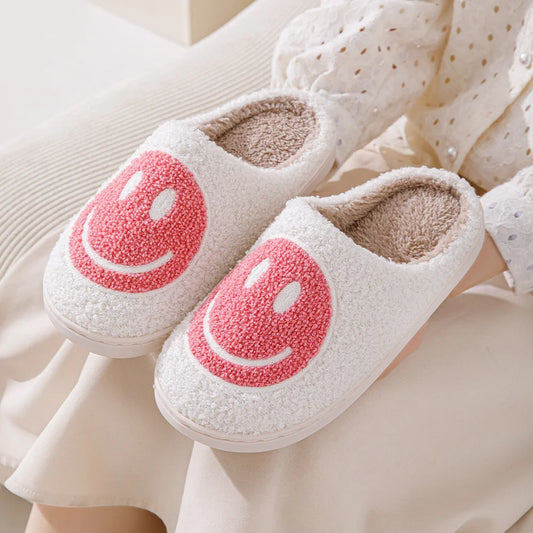 Womens Fluffy Emoji Faces Winter Slippers