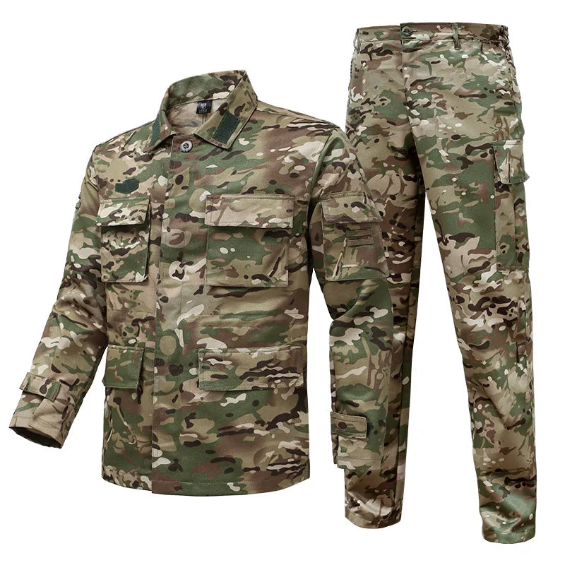 Mens Tactical 2 Piece Set Camouflage Military Hoodie Pants Combat Outdoor Training Uniform