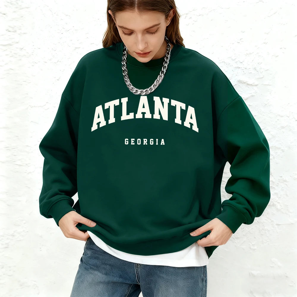 Womens Zip Up Closure Atlanta Manhattan Usa Printed Hoodies