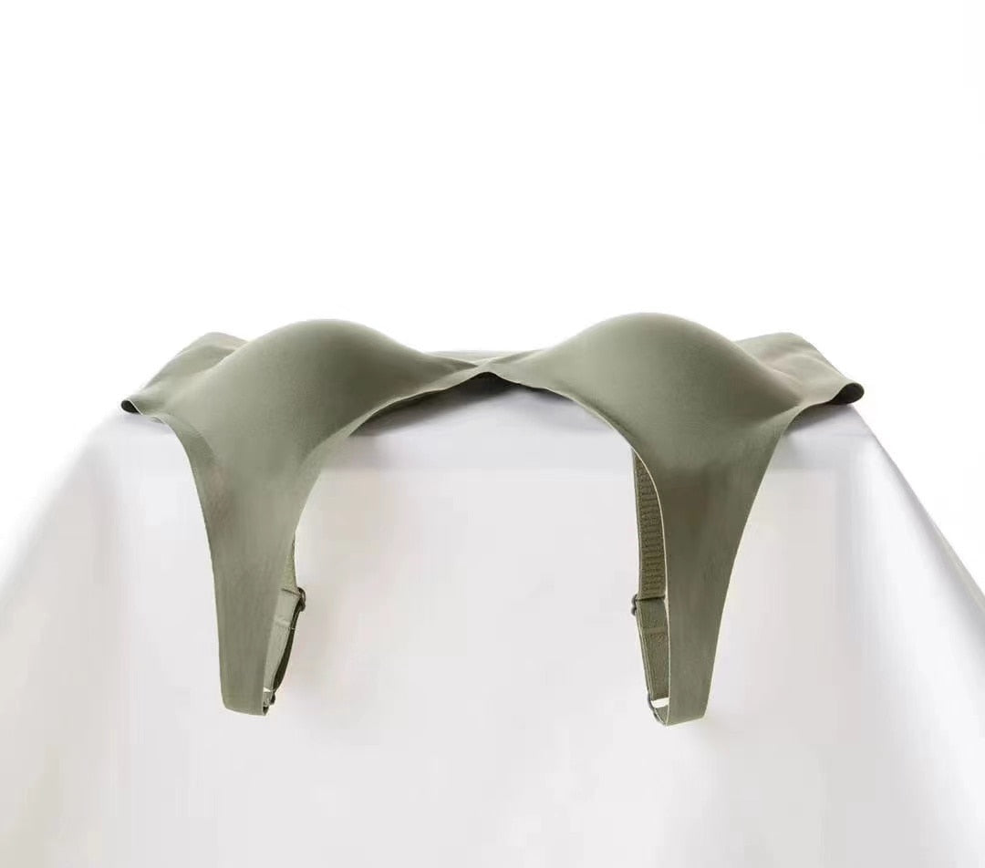 Chest Gathered Adjustable Comfortable Thin V-Neck Bra