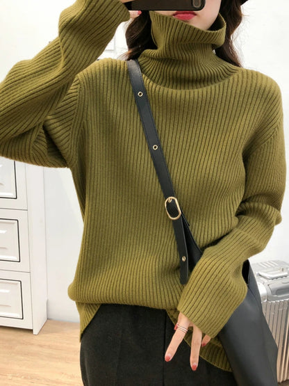 2025 Womens Half Turtleneck Sweater Solid Color Loose Long Sleeve Zipper Top Sporty Casual Autumn Sweatshirt