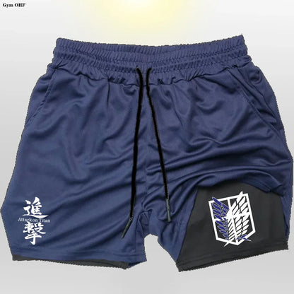 New 2 In 1 Mens Gym Short