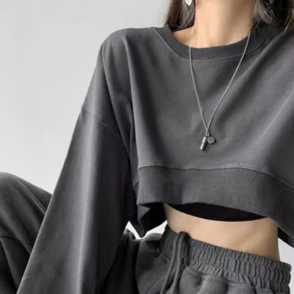 Women Korean Style Cropped Short Hoodie