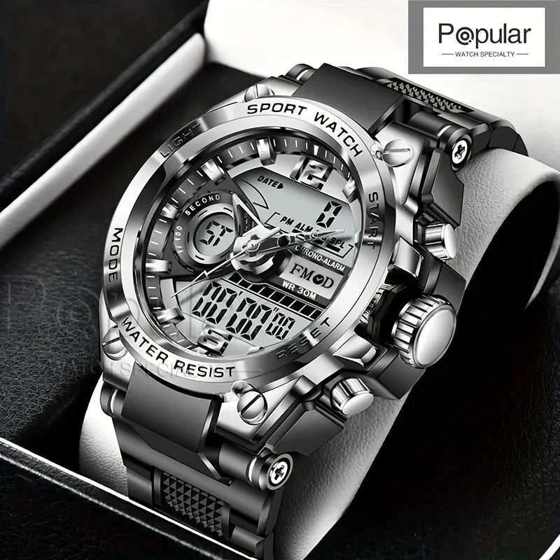 Mens Casual Muscular Sport Digital Analog Watch