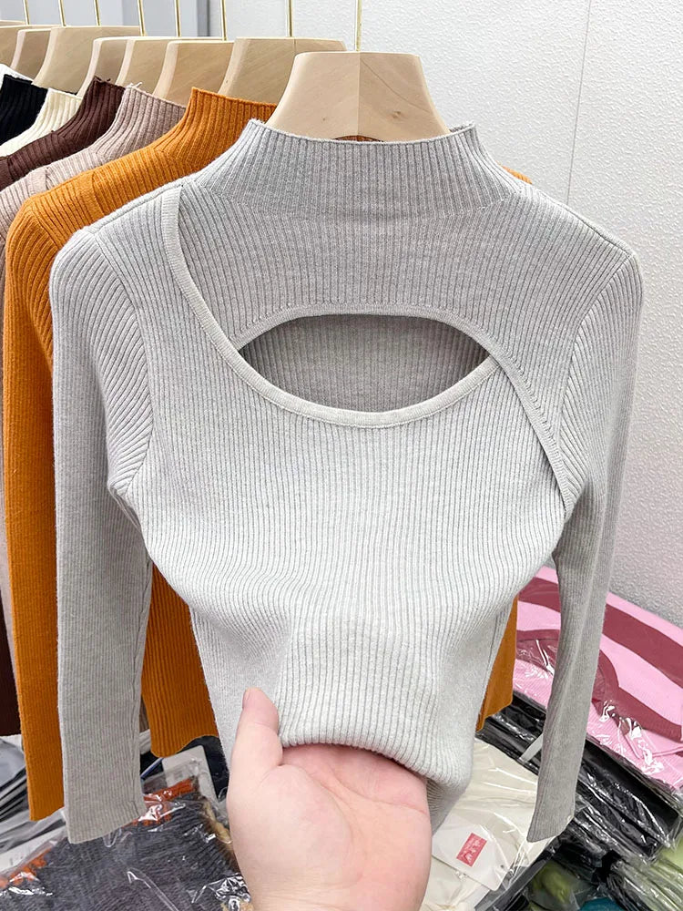 2025 Autumn Winter Knitted Sweater Set Sweet Solid Color Loose Fit Top Sexy Slim Shorts