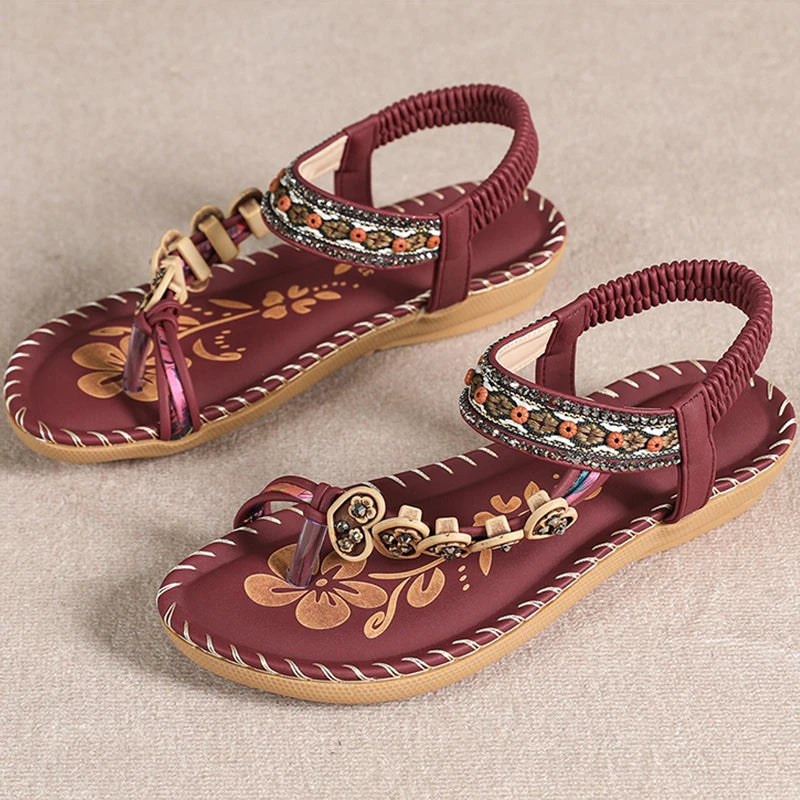 New Fashion Vintage Women Buckle Strap Flat Heel Sandals Summer Beach Travel Shoes Sandalia Feminina Chaussure Femme