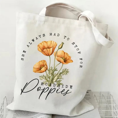 Flower Pattern Canvas Shopper Bags