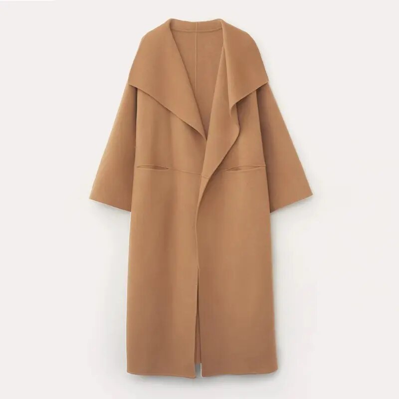 Pretty Simple Split Wool Blends Long Overcoats