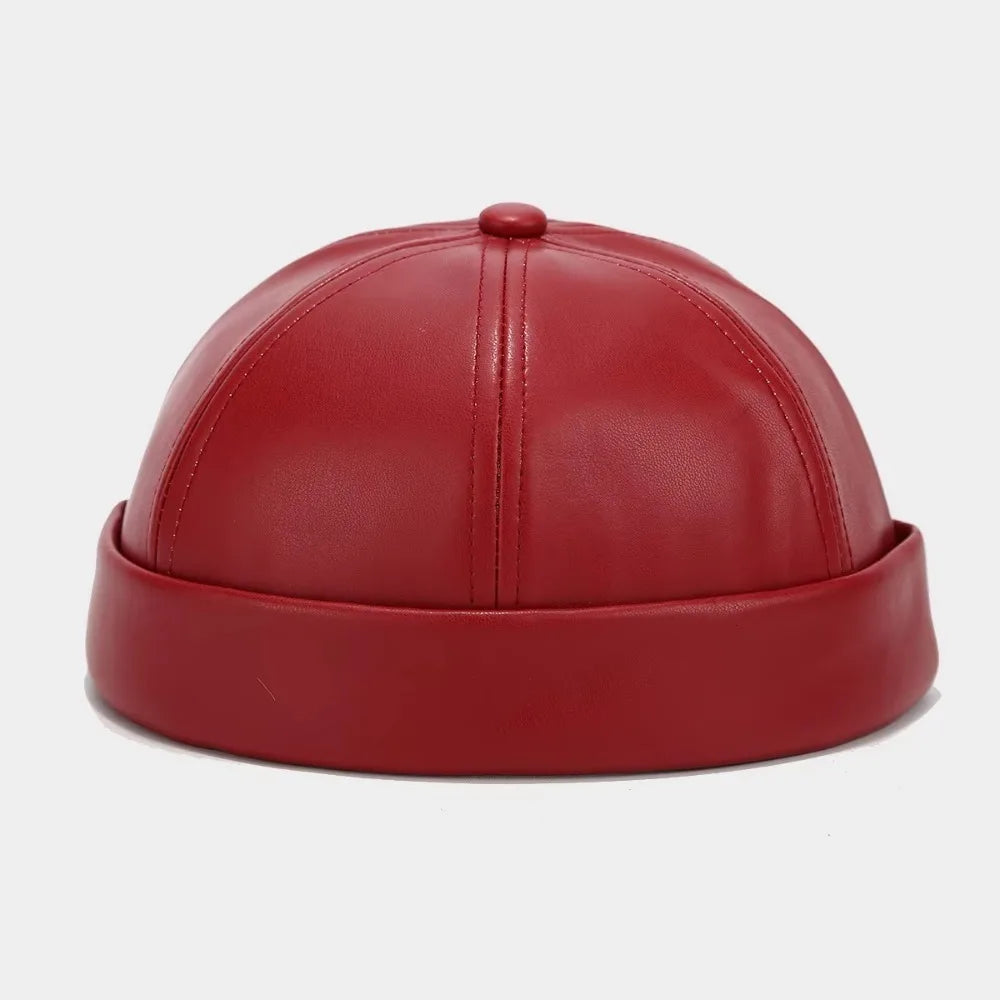 Vintage Heritage: Retro PU Leather Docker-Style Landlord Cap