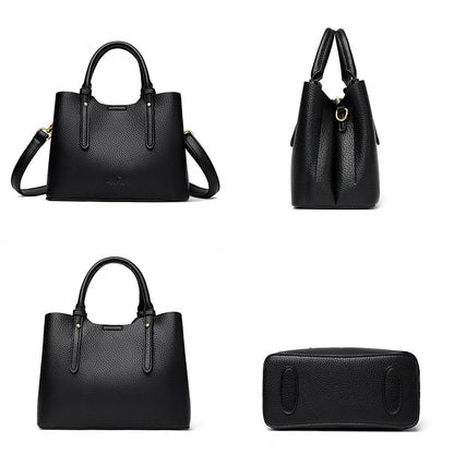 Elegant Textured Leather Top Handle Tote