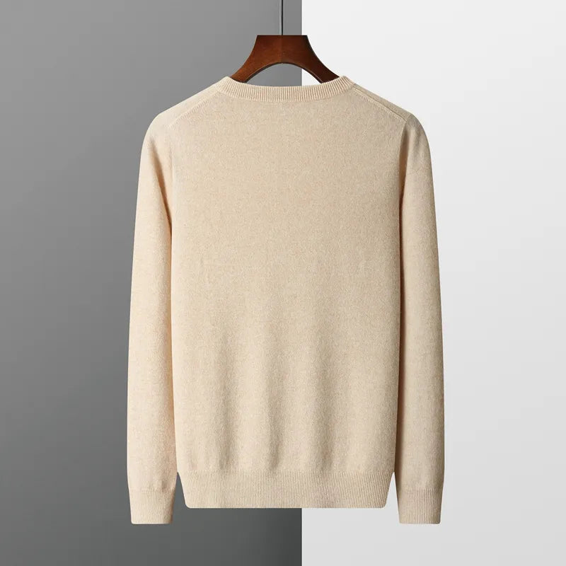 New Soft Mens Round Neck Thickened Wool Sweaters