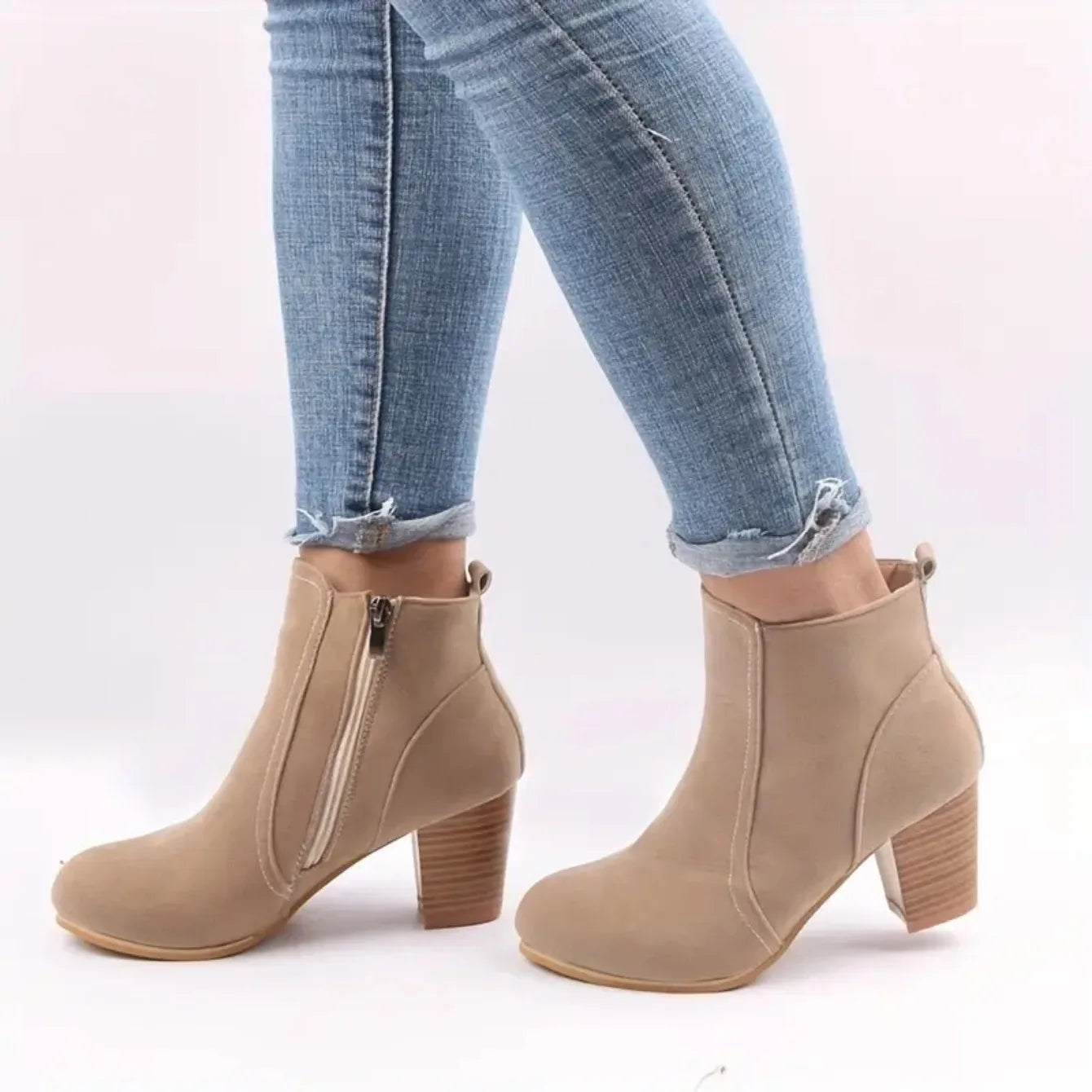 Luxury Suede Chelsea Ankle Boots for Women - 2025 Autumn Winter Chunky Heels