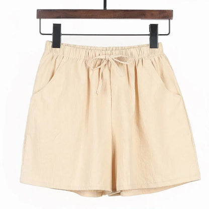 Basic Plus Size High Waisted Women Cotton Shorts