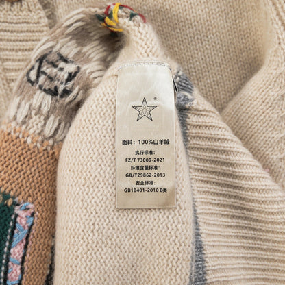 Elevated Warmth: High-Neck Cashmere Knitted Cardigan