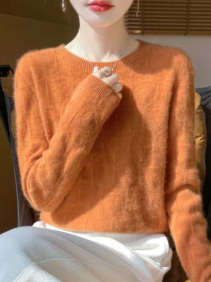 Women S Autumn Winter Sweater Temperament Commuter Round Neck Hollow Out Knit Top Pullover For Women