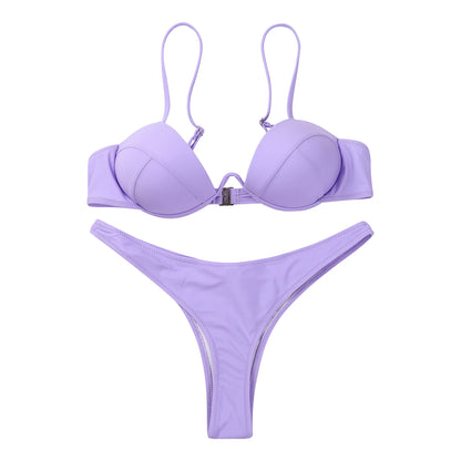 Classic Black V-Wire Push-Up Bikini Aesthetic