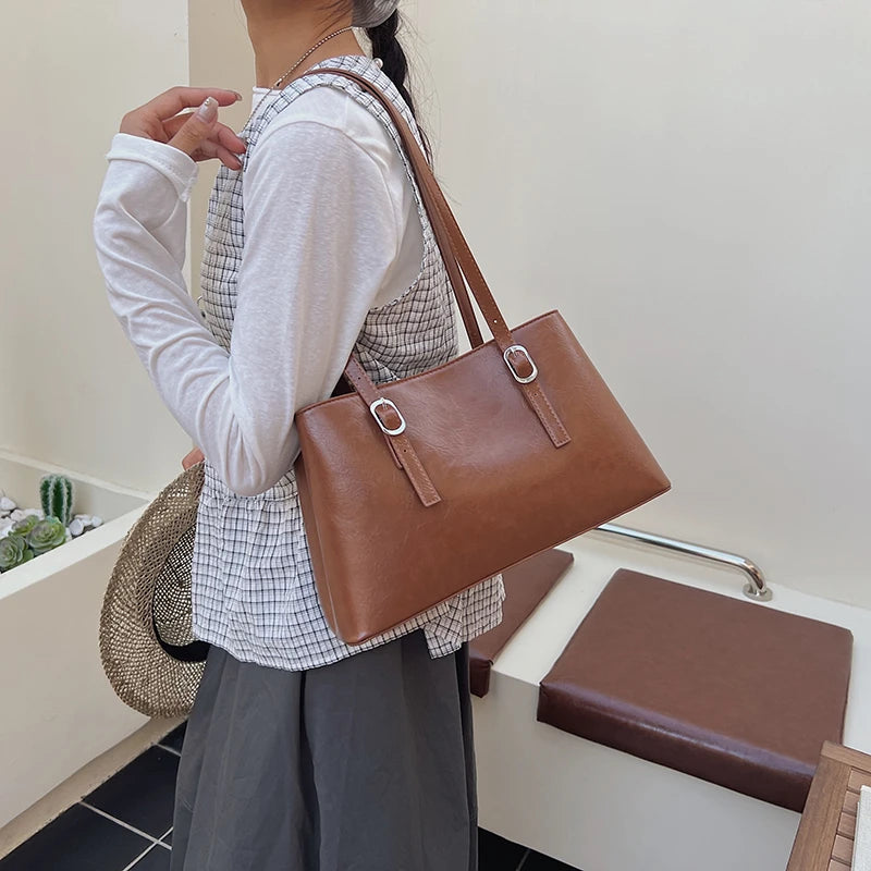 2025 Luxury PU Leather Tote Bag High Quality Large Shoulder Handbag For Women