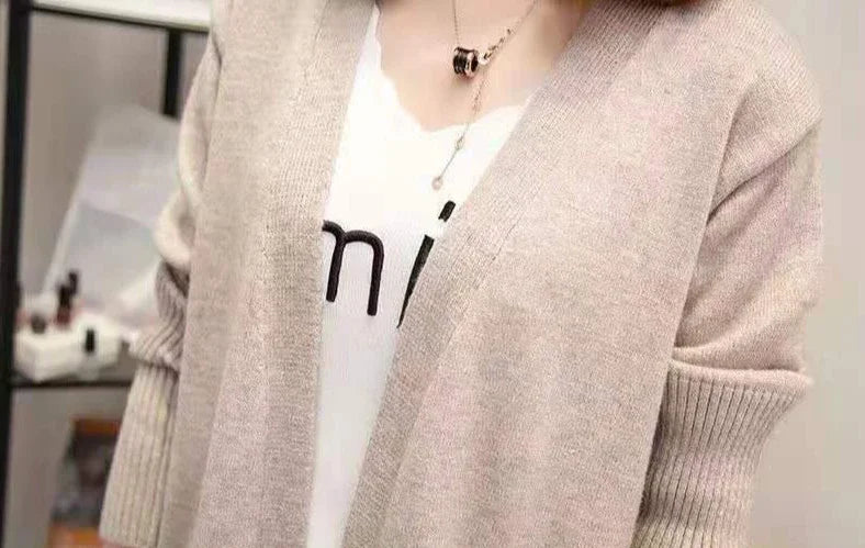 V-Neck Long Knit Cardigan for Women – 2025 Y2K Harajuku Style