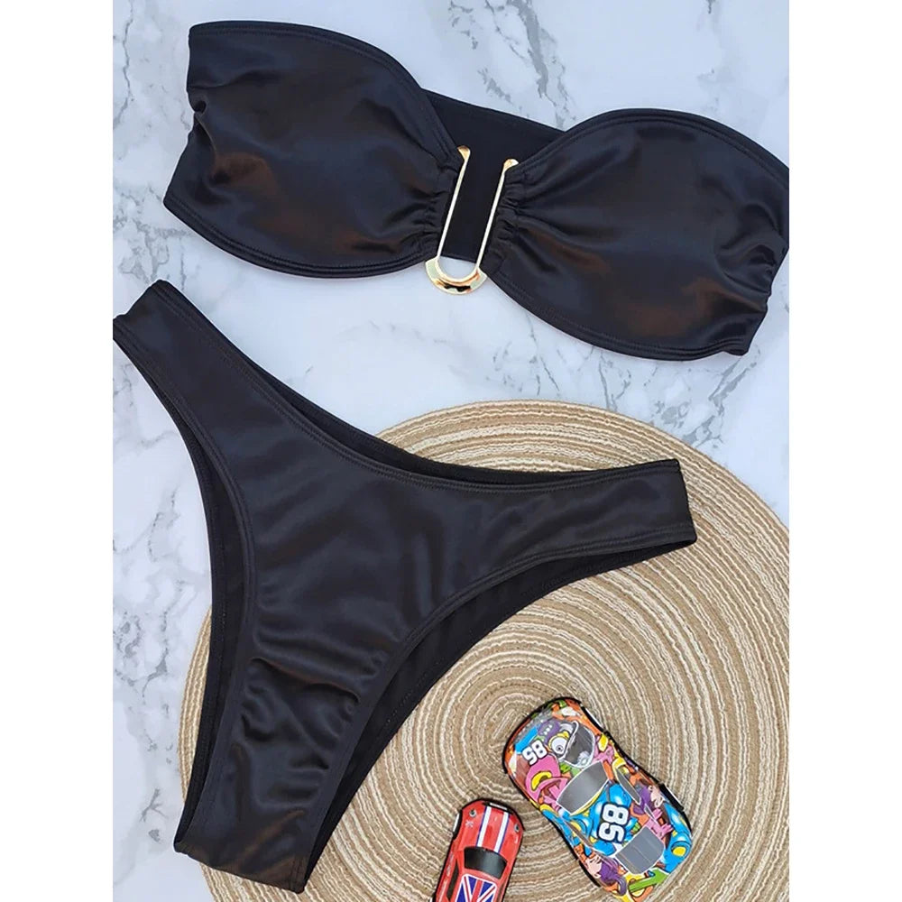 Shimmering Brown V-Bar Bikini Aesthetic