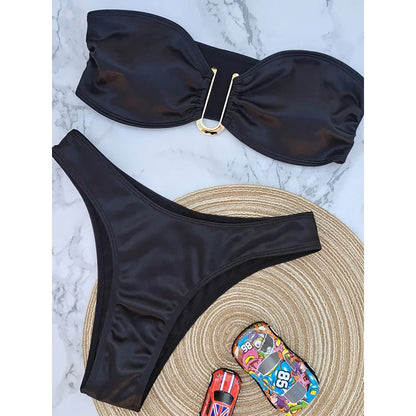 Shimmering Brown V-Bar Bikini Aesthetic