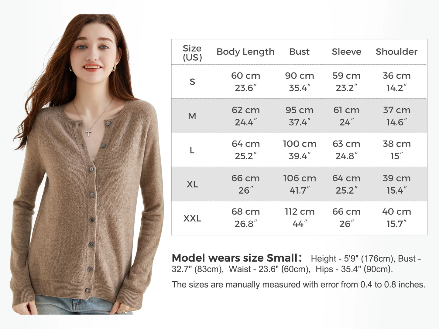 100% Merino Wool Knit Cardigan for Women – Timeless Vintage Style
